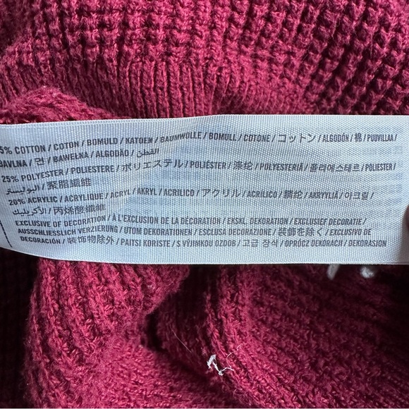 Hollister Women‎ Burgundy Knit Icon Logo Sweater Medium EUC Coastal Fall Holiday - Picture 6 of 6